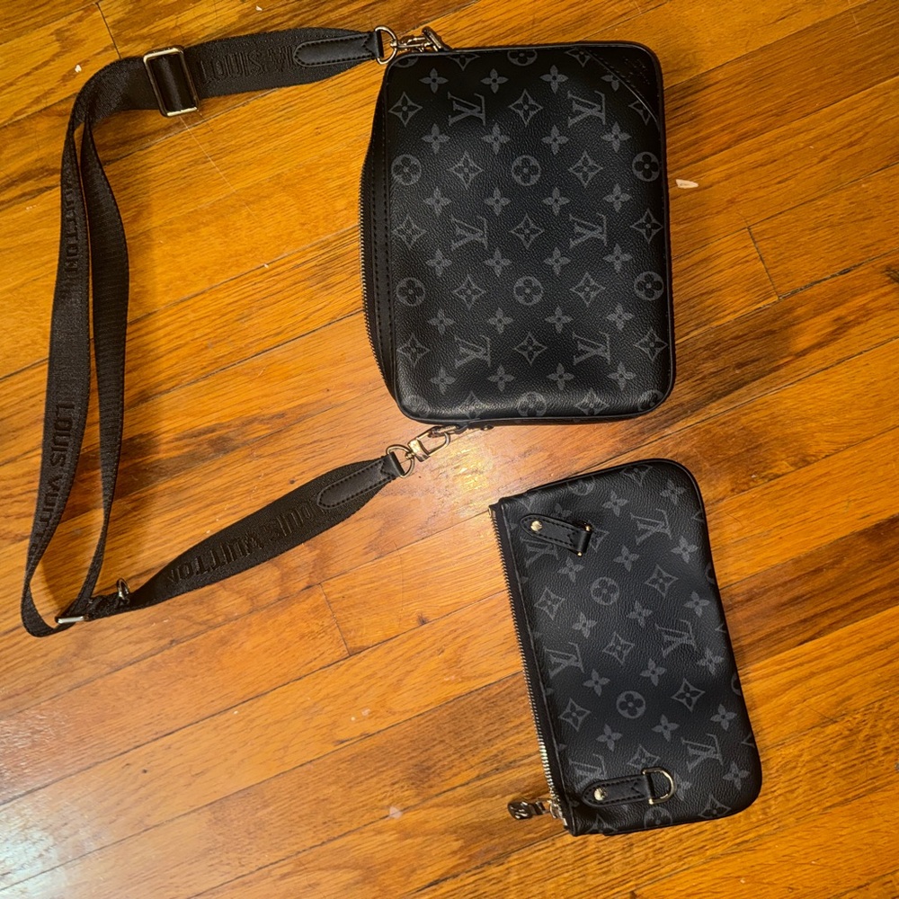Louis Vuitton Men's Black Monogram Messenger Bag Set